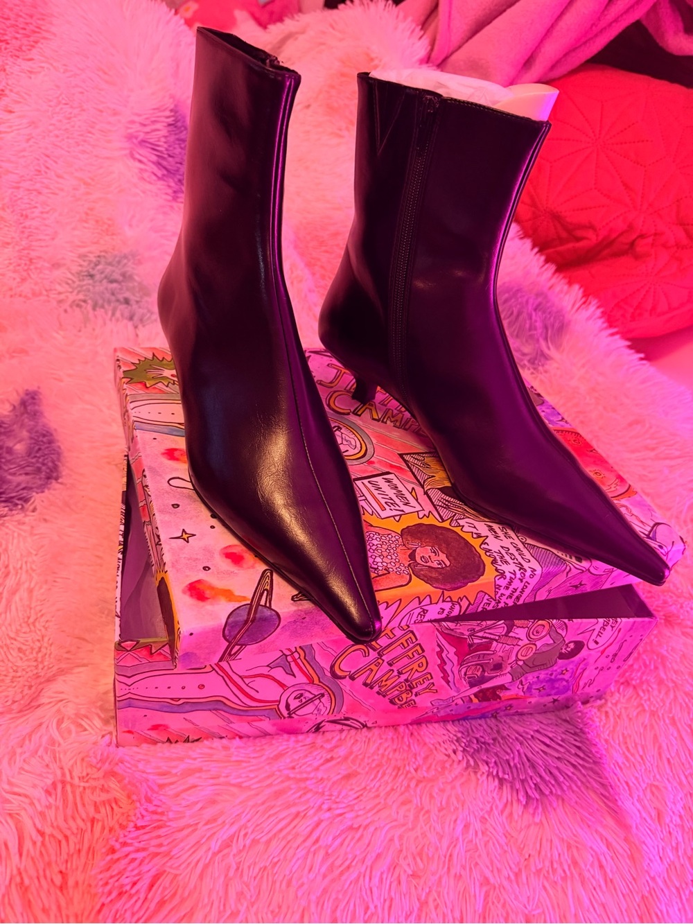 Jeffrey Campbell Black Pointed Toe Ankle Boots